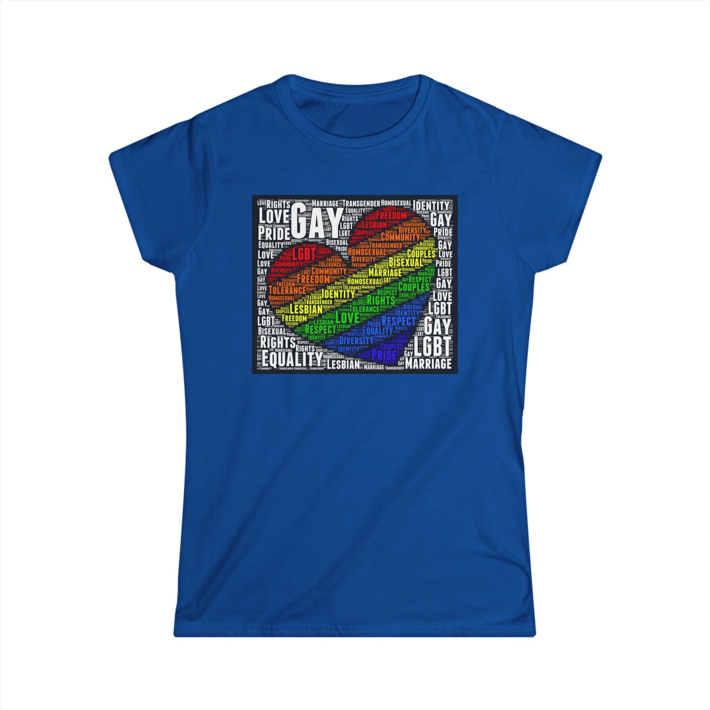 Women's LGBTQ Lesbian Gay Pride Word Cloud T-Shirt, Proud Love Support Gift, Rainbow Heart Apparel,Unique Pride Month t shirt