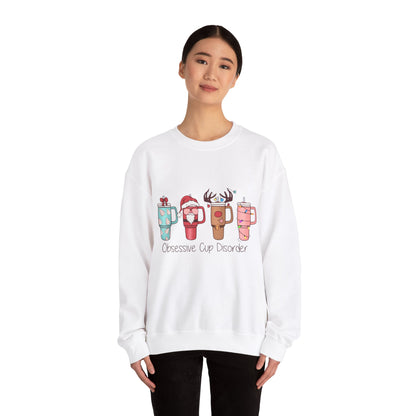 Retro Christmas Obsessive Cup Disorder Sweatshirt Funny OCD Sweater Funny Christmas Cups Crewneck OCD Lover Xmas Coffee Tee Christmas Sweat