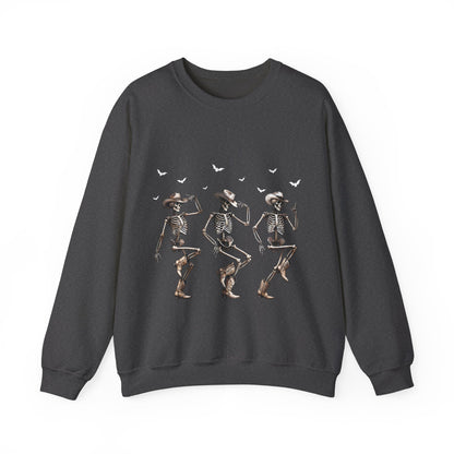 Dancing Skeleton Cowboys Sweatshirt Western Halloween Sweater Line Dancing Skeletons with Boots Cowgirls Pullover Sweater Cowboy Fall Gift 2