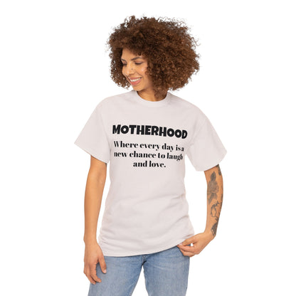 Fun Mom's Unisex Heavy Cotton Tee, "MOTHERHOOD", Mother's Day Gift, T-shirt for Her, Ladies Adult Unique Novelty Present