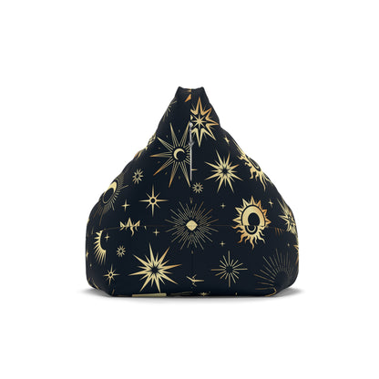 Galaxy Bean Bag Chair Cover Bohemian Celestial Astrology Zodiac Home Decor Black and Gold Witchy Boho Home Gift Meditation Adult Beanbags