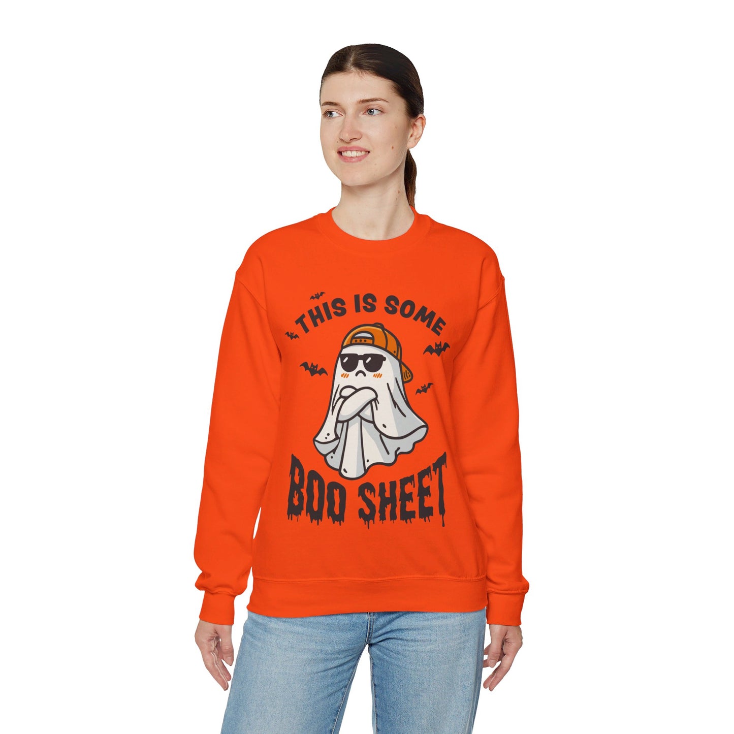 This Is Some Boo Sheet Sweatshirt Funny Halloween Sweater Retro Ghost Graphic Halloween Sweatshirt Funny Gifts Men Women Pullover Sweater