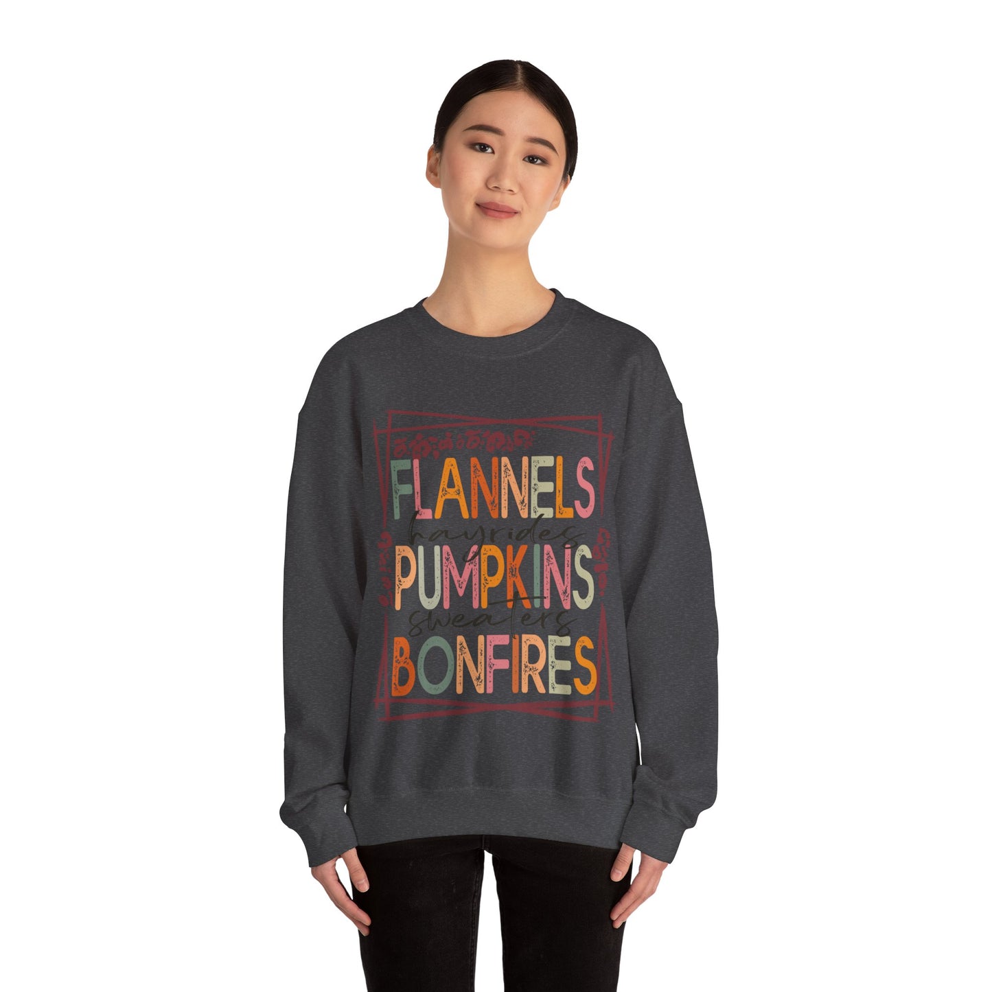 Cute Fall Sweatshirt Flannels Hayrides Pumpkins Sweaters and Bonfires Sweat Fall Vibes Sweater Weather Pumpkin Season Retro Fall Crewneck