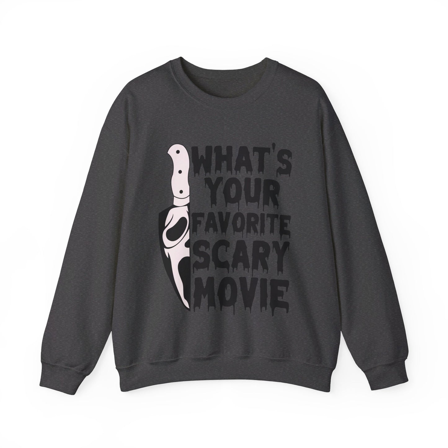 What's Your Favorite Scary Movie Sweatshirt Horror Movie Addict Sweater Ghostface Halloween Sweatshirt Scream Sweater Gift Horror Movie Club