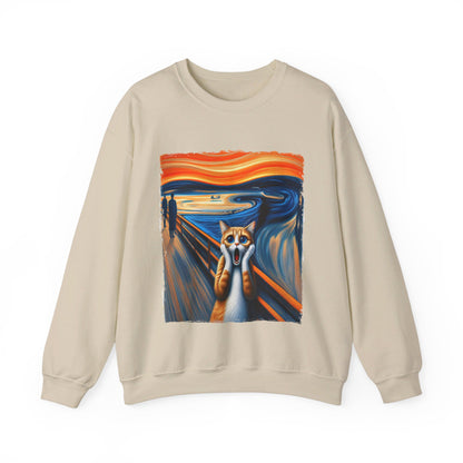 Funny Edvard Munch Cat Sweatshirt Funny The Scream-ing Cat Art Painting Sweater Parody of Edvard Munch Cat Sweater Unique Art Cat Lover Gift