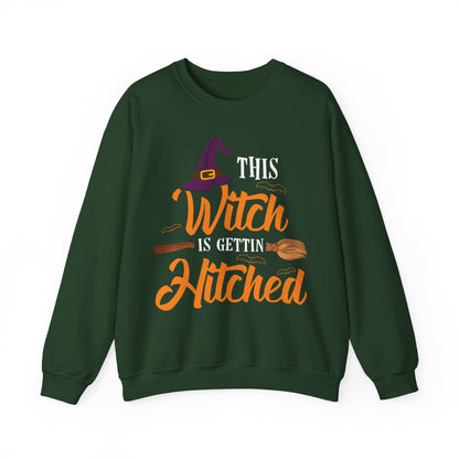 Funny Bachelorette Sweatshirt This Witch Is Getting Hitched Sweater Bachelorette Halloween Themed Party Outfit Bride To Be Halloween Gifts