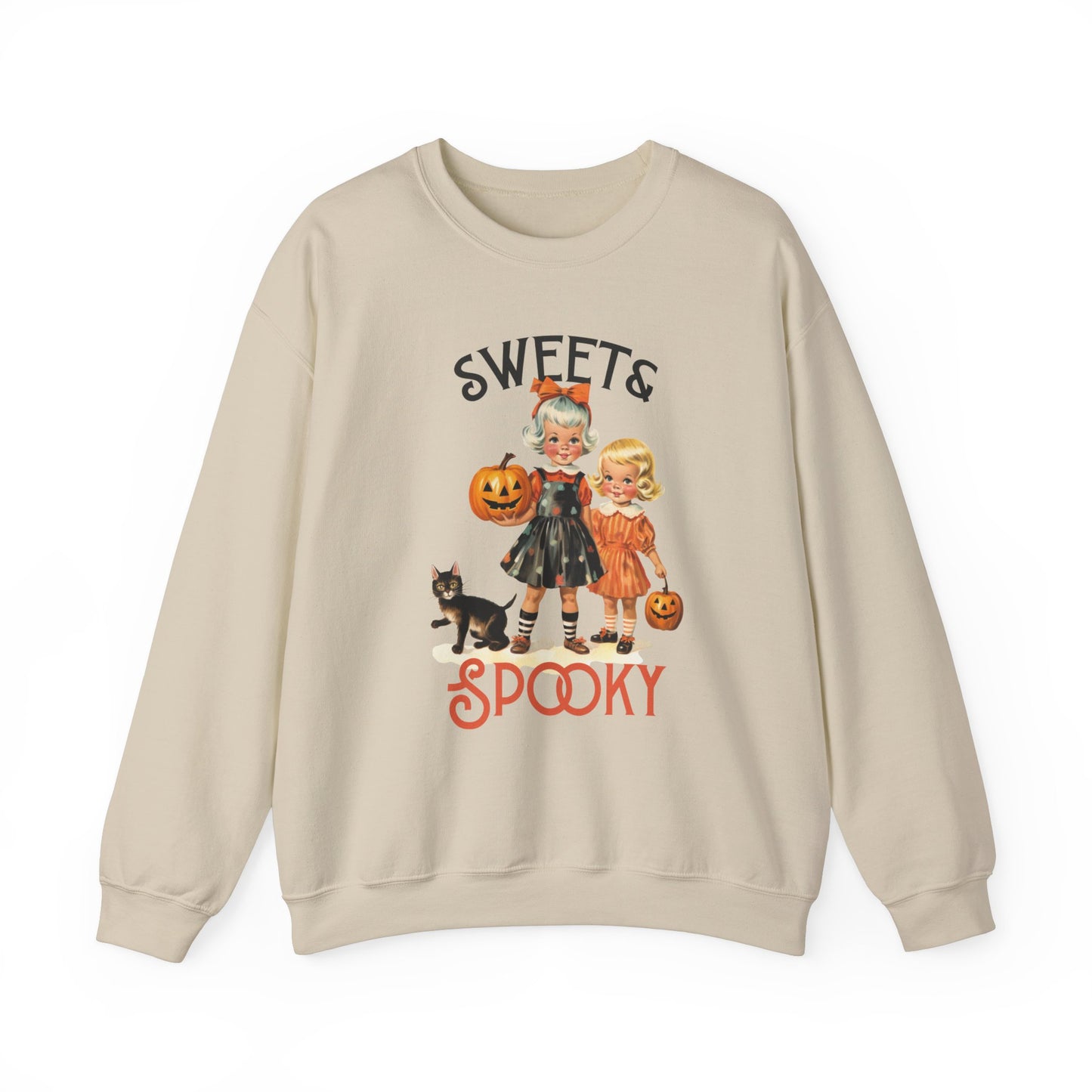 Sweet and Spooky Halloween Sweatshirt Cute Vintage 1950s Halloween Sweater Retro Halloween Apparel Unique Black Cat Sweatshirt Fall Season