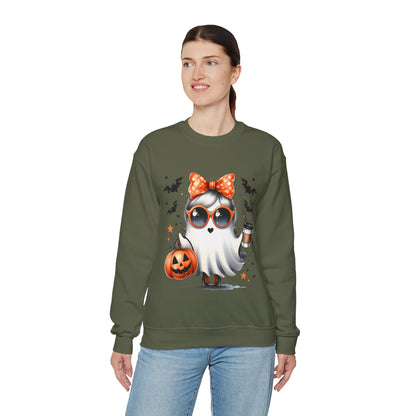 Boo-Jee Ghost Halloween Sweatshirt Cute Ghost Sweatshirt Fall Sweater Bougie Ghost Coffee Lover Pullover Sweater Autumn Boojee Spooky Season