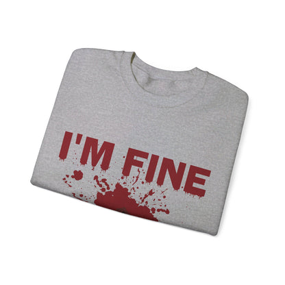 I'm Fine Sweatshirt Bloody Bullet Hole Sweater Funny Halloween Sweatshirt Funny Horror Fan Club Sweater Horror Movie Addict Gift Bloody Tee