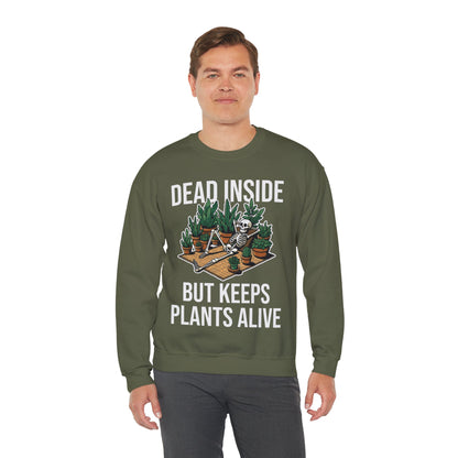 Dead Inside But Keeps Plants Alive Sweatshirt Garden Skeleton Halloween Pullover Sweater Funny Plant Lover Halloween Sweatshirt Plant Lover