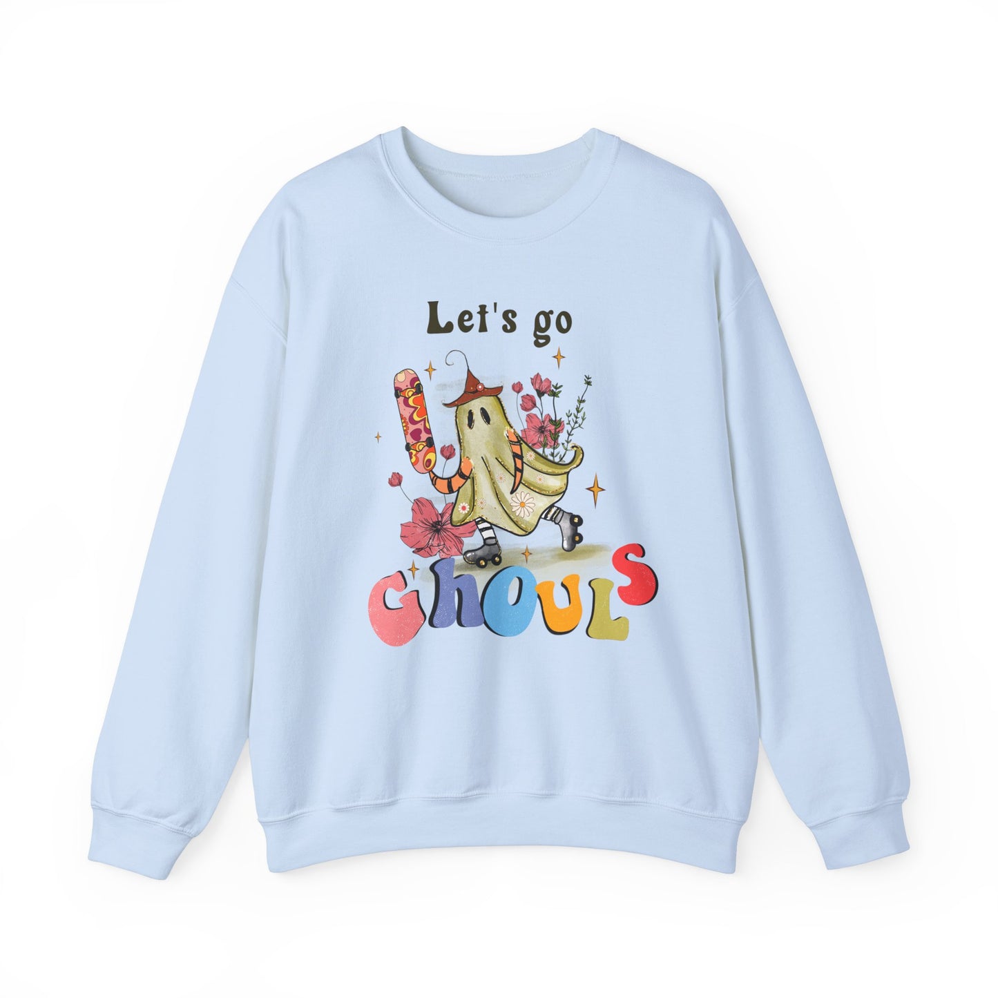 Lets Go Ghouls Sweatshirt Retro Halloween Sweater Funny Halloween Skater Ghost Sweatshirt Spooky Season Groovy Halloween Outfit Funky Women