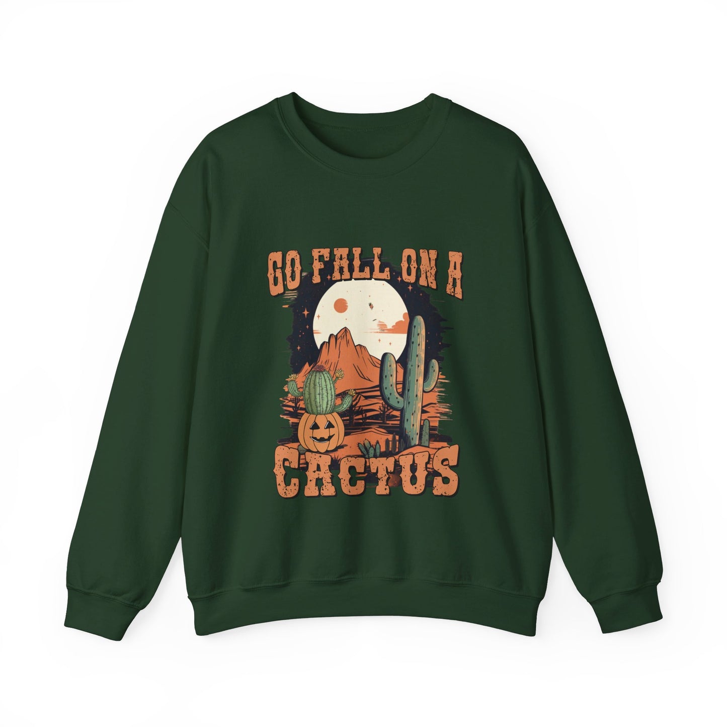 Go Fall On A Cactus Sweatshirt Funny Halloween Sweater Retro Vintage Western Halloween Crewneck Funny Cowboy Pumpkin Fall Sweater Autumn