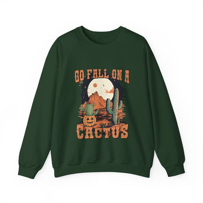 Go Fall On A Cactus Sweatshirt Funny Halloween Sweater Retro Vintage Western Halloween Crewneck Funny Cowboy Pumpkin Fall Sweater Autumn