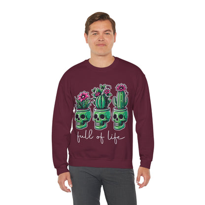 Full of Life Sweater Funny Halloween Sweatshirt Plant Lover Pullover Gift Funny Pot Head Skeleton Succulent Sweat Halloween Plant Lover Gift