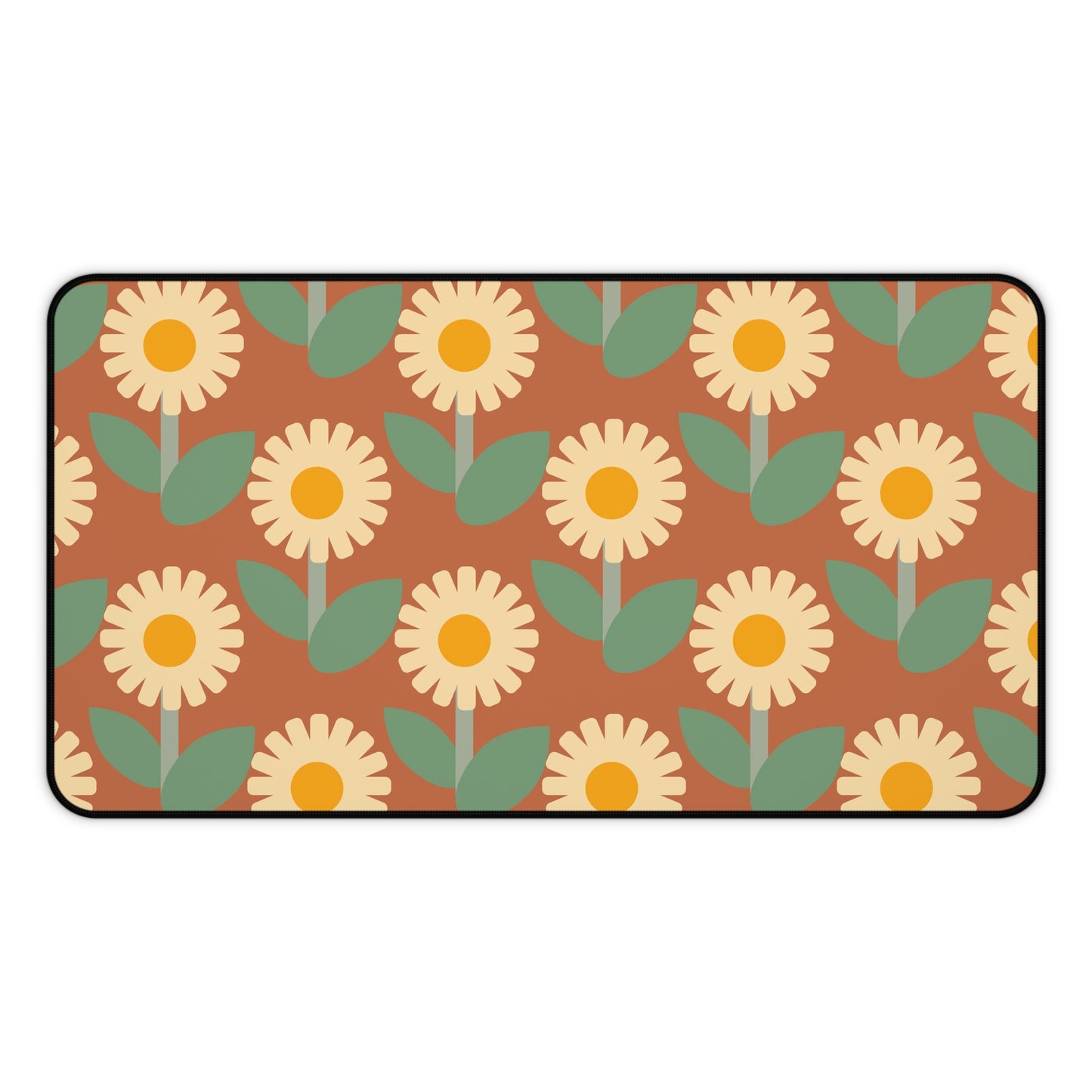 Retro Floral Desk Mat 60s 70s Groovy Hippie Flower Power Office Desk Accessories Funky Boho Chic Mouse Pad Vintage Desk Pad Gift Idea Ladies