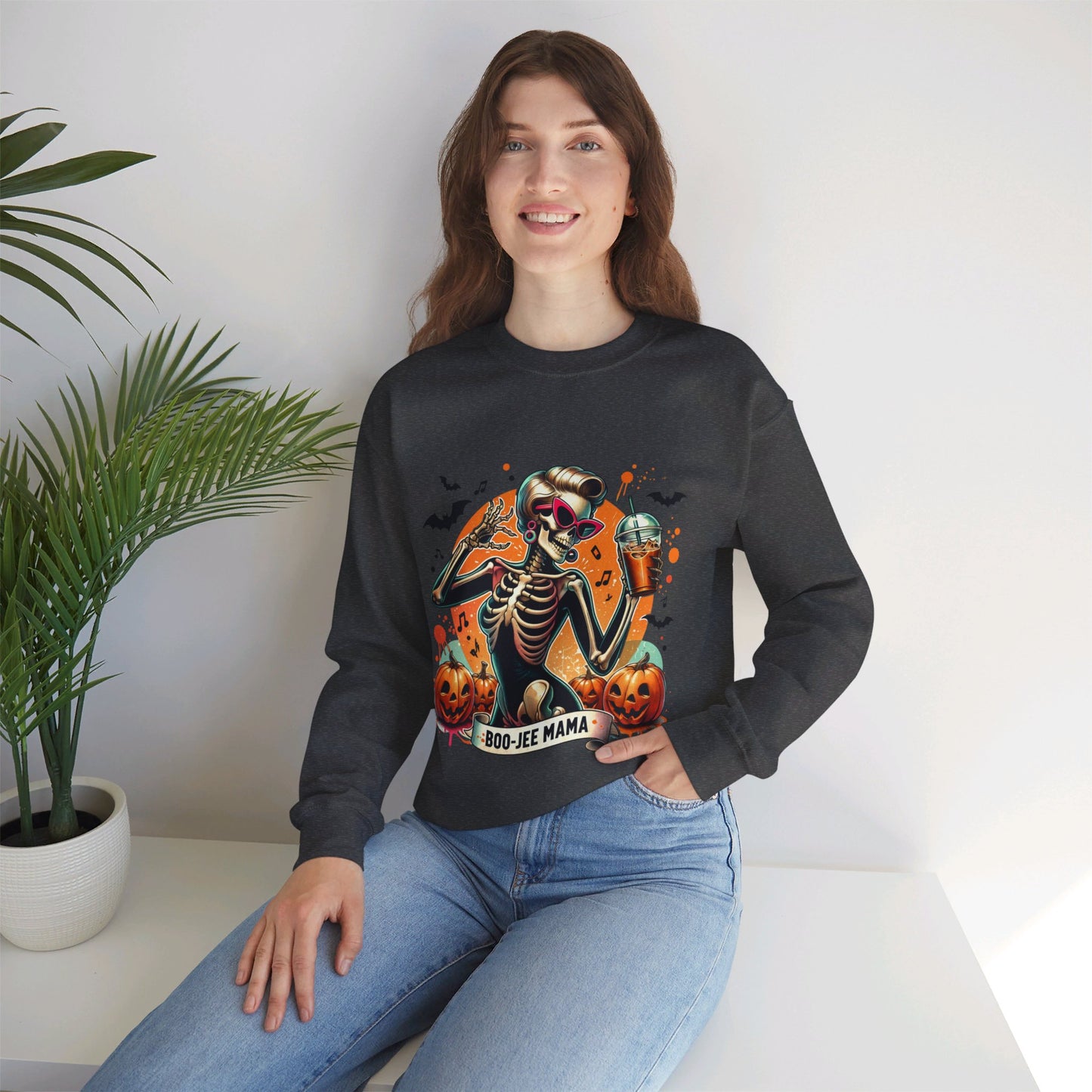 Retro Boo-jee Mama Sweatshirt Funny Mom Skeleton Coffee Sweatshirt Mom Halloween Sweater Bougie Spooky Mama Pullover Sweater Boujee Mom Gift