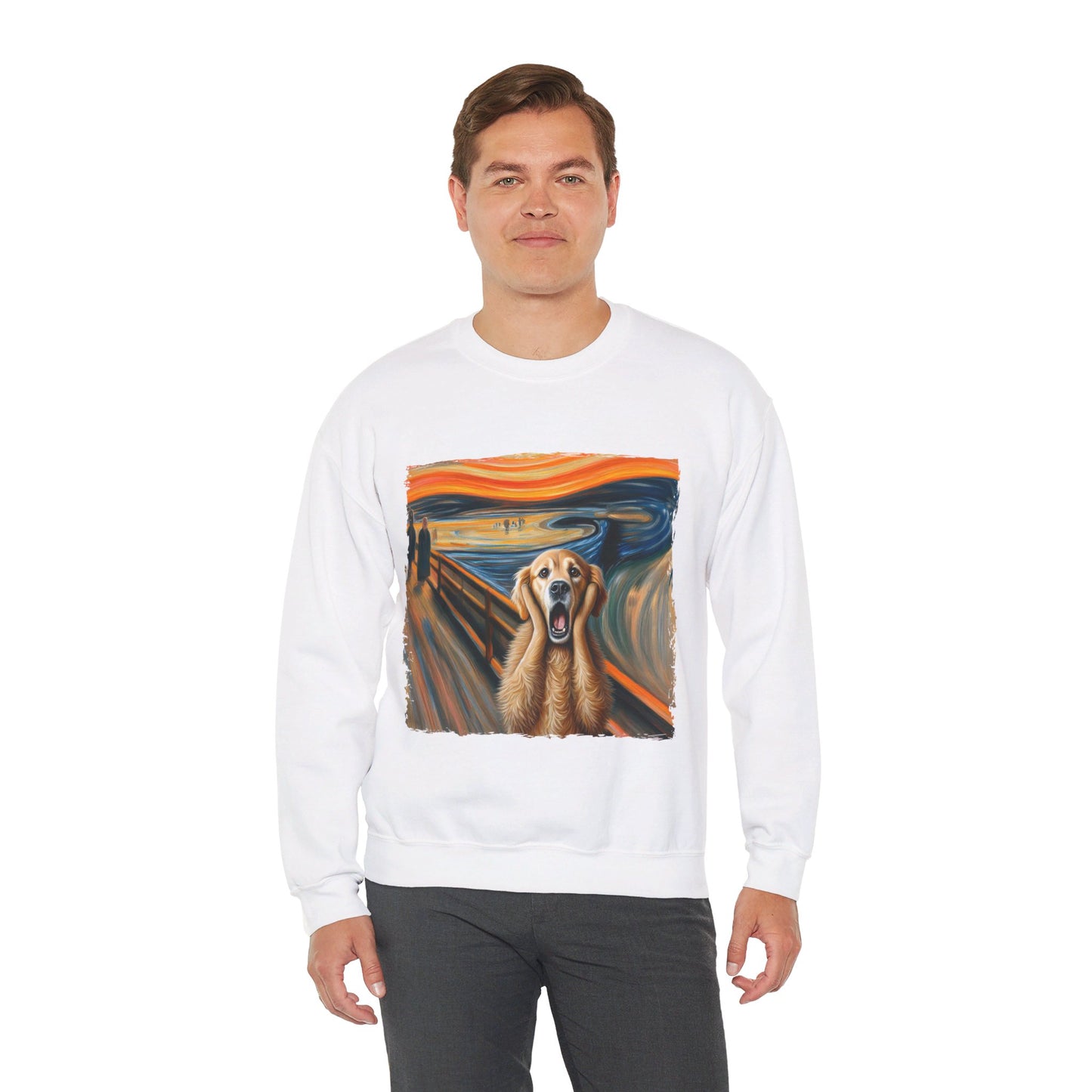 Funny Edvard Munch Dog Sweatshirt Funny The Scream-ing Dog Art Painting Sweater Parody of Edvard Munch Dog Sweater Unique Art Dog Lover Gift