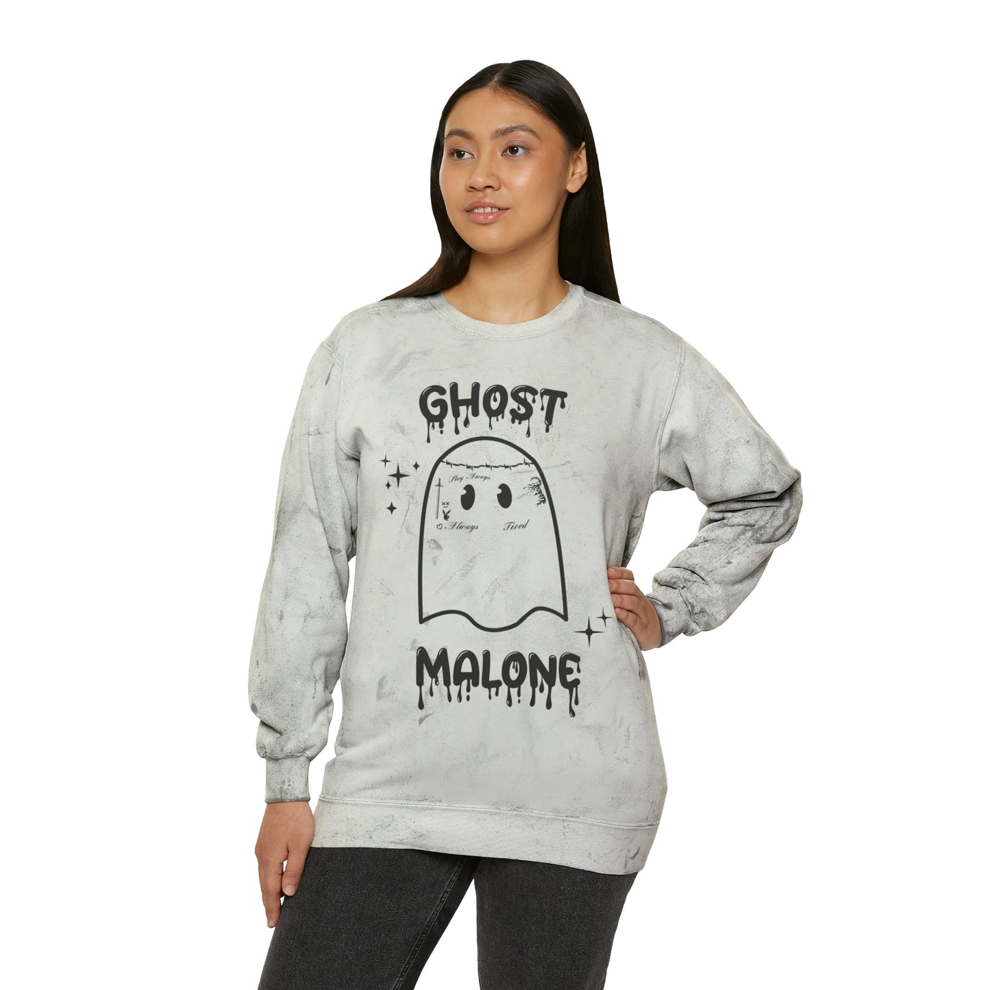 Ghost Malone Sweatshirt Halloween Sweater Cute Ghost Sweatshirt Funny Halloween Outfit Spooky Season Color Blast Sweat Spooky Halloween Gift