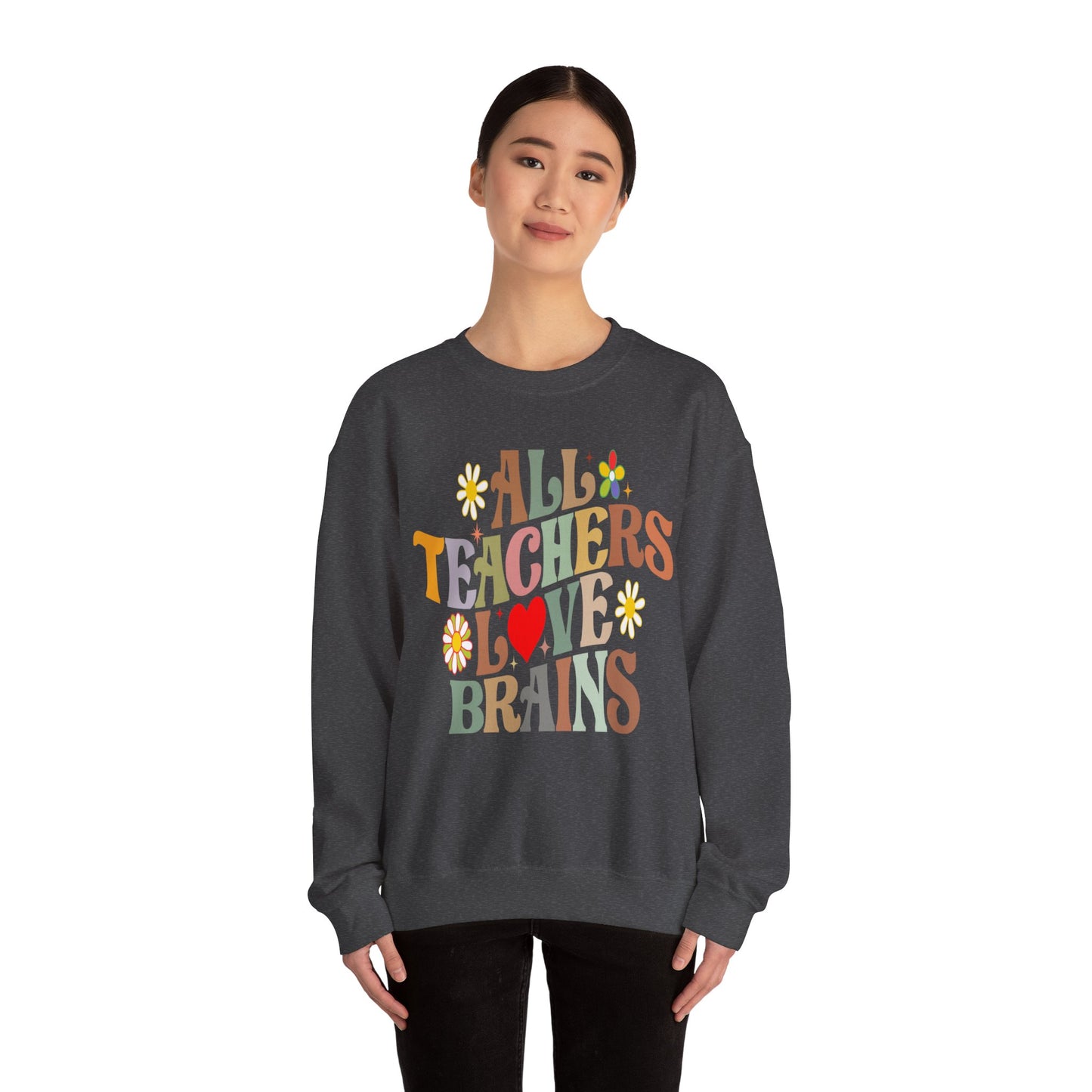 All Teachers Love Brains Halloween Sweatshirt Teacher Halloween Sweater Retro Halloween Sweatshirt Groovy Teacher Fall Season Apparel