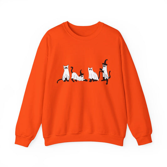 Funny Cat Halloween Sweatshirt Funny Halloween Sweater Ghost Cat Pullover Sweater Halloween Cat Ghosts Sweater Spooky Season Cat Lover Gift