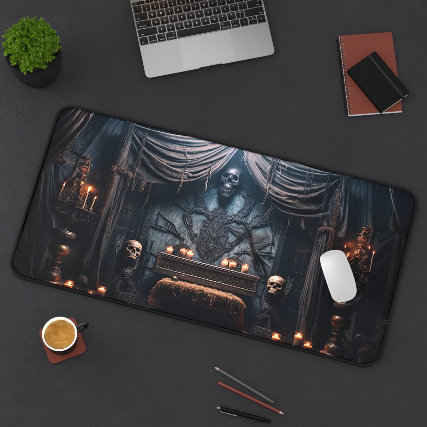 Halloween Desk Mat Fortune Teller Office Desk Accessories Whimsigoth Large Mouse Pad Spooky Skelton Desk Pad Creepy Dark Gaming Mousepad