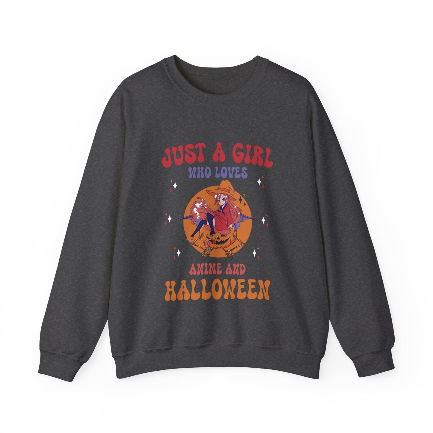 Anime Halloween Sweatshirt Just a girl who loves Anime and Halloween Fall Sweater Cute Lofi Crewneck Halloween Apparel Manga Fan Women Gift