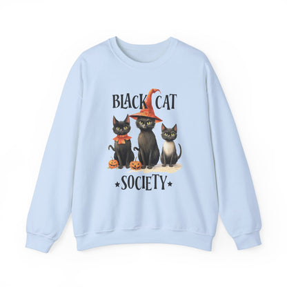 The Black Cat Society Halloween Sweatshirt Vintage Cats 1950s Halloween Sweater Retro Spooky Fall Season Funny Sweater Halloween Cat Lover