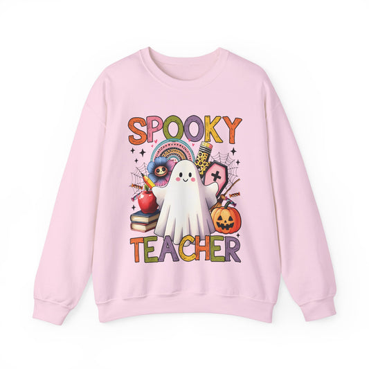 Spooky Teacher Sweatshirt Halloween Teacher Sweater Funny Ghost Teacher Pullover Sweater Retro Groovy Halloween Teacher Gift Spooky Teacher