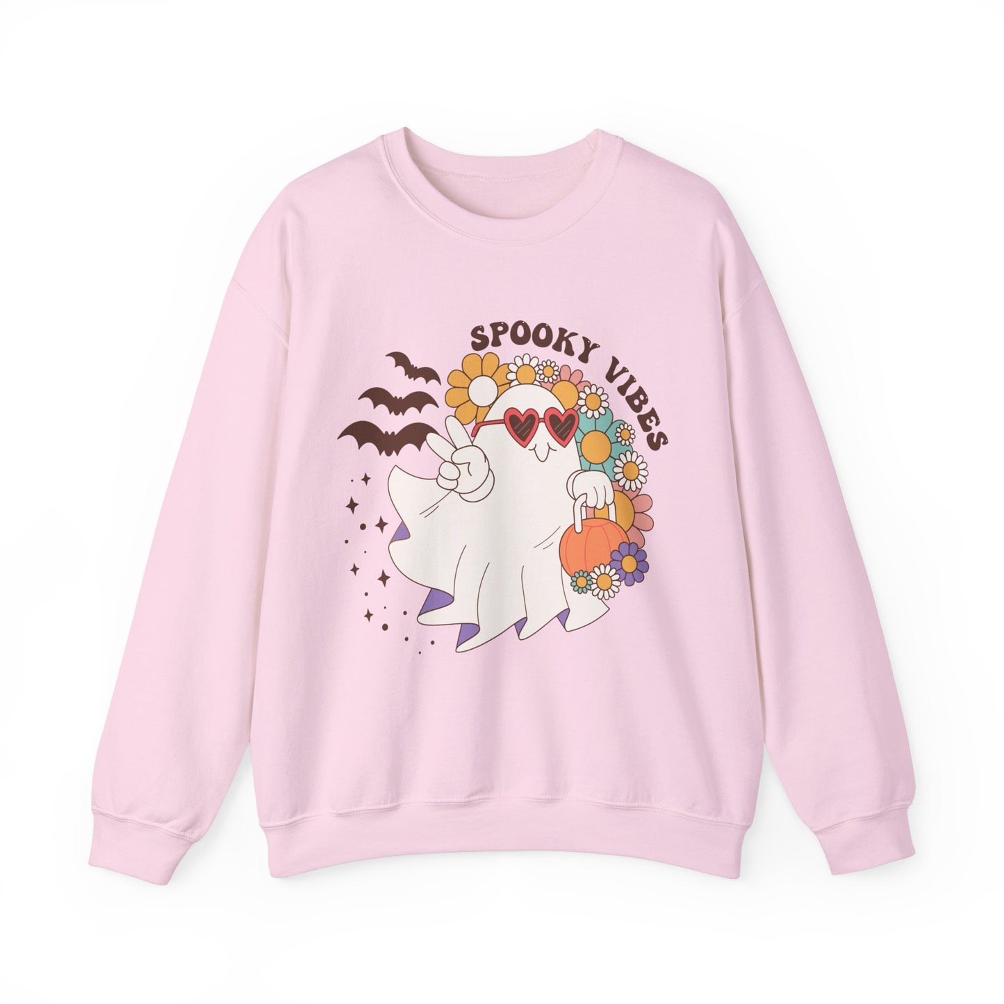 Spooky Vibes Halloween Sweatshirt Retro Groovy Ghost Sweater Groovy Halloween Sweater Retro Spooky Season Apparel Cute Spooky Vibes Ghost