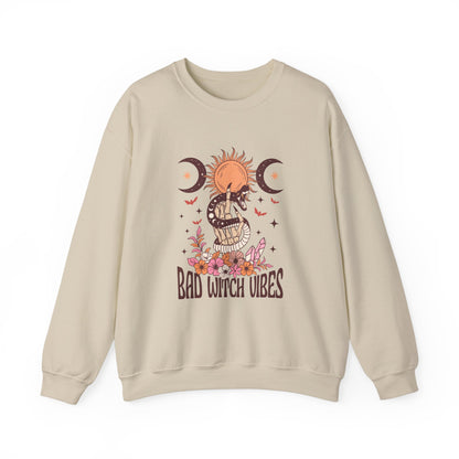 Bad Witch Vibes Sweatshirt Vintage Halloween Sweater Cute Witchy Crewneck Halloween Party Sweatshirt Retro Fall Sweat Witch Halloween Gift