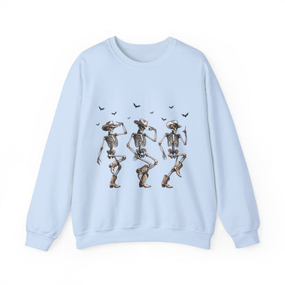 Dancing Skeleton Cowboys Sweatshirt Western Halloween Sweater Line Dancing Skeletons with Boots Cowgirls Pullover Sweater Cowboys Fall Gift