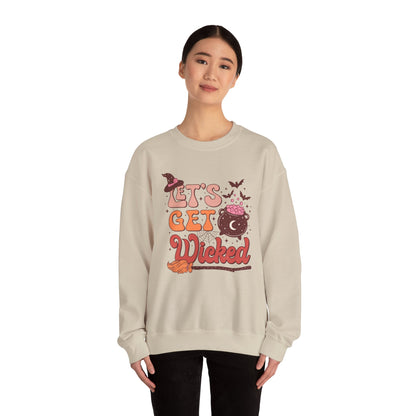 Let's Get Wicked Sweatshirt Funny Halloween Sweater Wicked Sweat Magical Spooky Season Crewneck Retro Halloween Witch Sweatshirt Women Gift