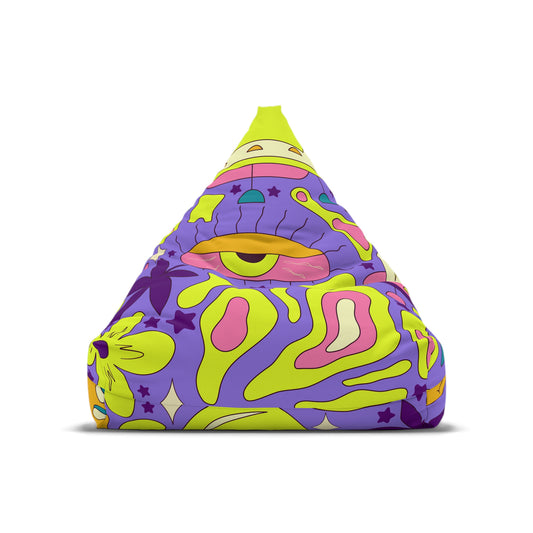 Psychedelic Bean Bag Chair Cover Colorful Trippy Spaceship Flower Home Decor Aesthetic Gift Adult Bedroom Living Room Furniture Gaming Chair