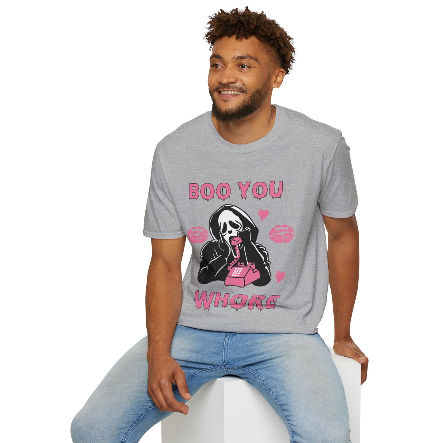 Boo You Whore Unisex T-shirt Funny Halloween T-shirt Spooky Season TShirt Horror Movie Halloween Outfit Ghostface Valentine T-Shirt Gift 2