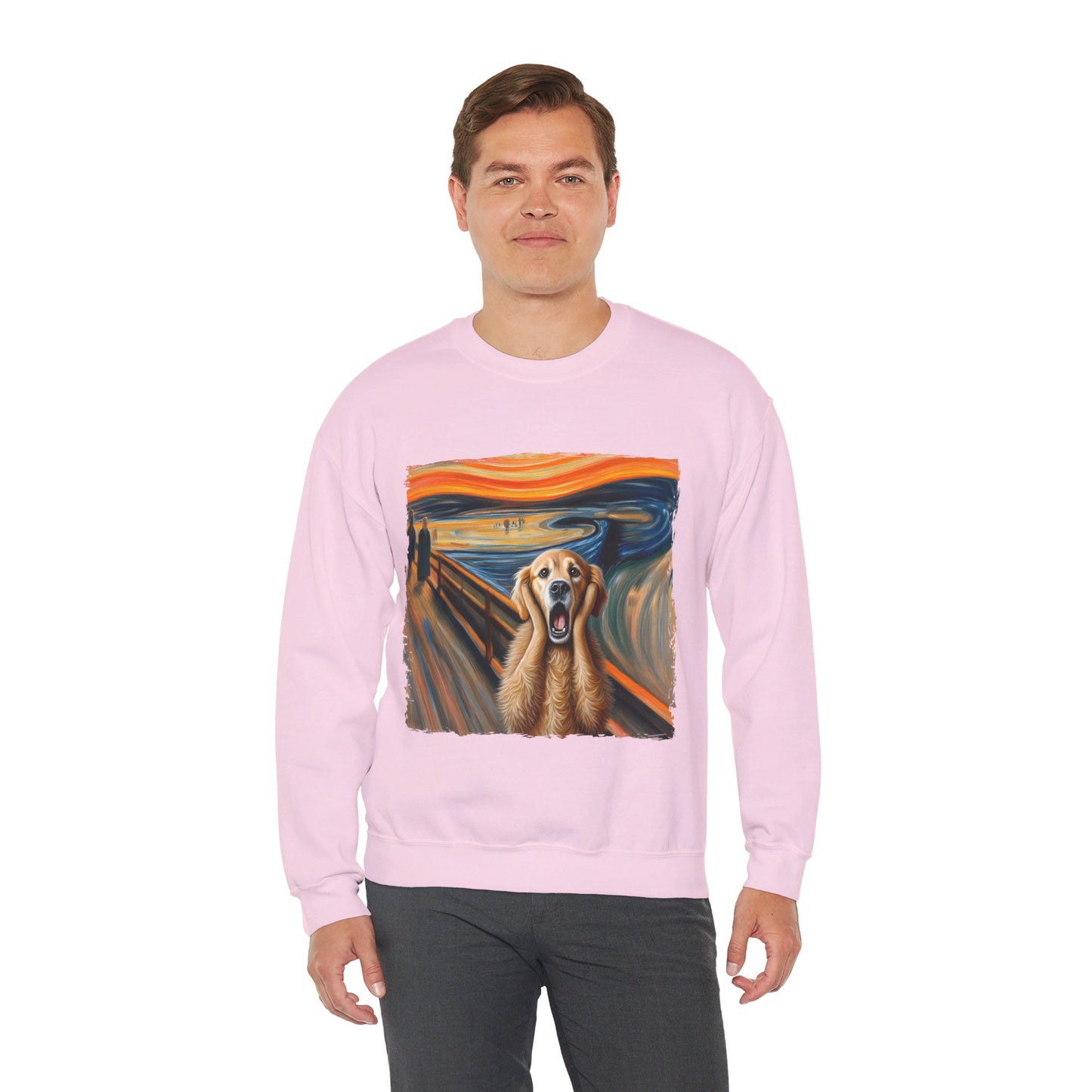 Funny Edvard Munch Dog Sweatshirt Funny The Scream-ing Dog Art Painting Sweater Parody of Edvard Munch Dog Sweater Unique Art Dog Lover Gift