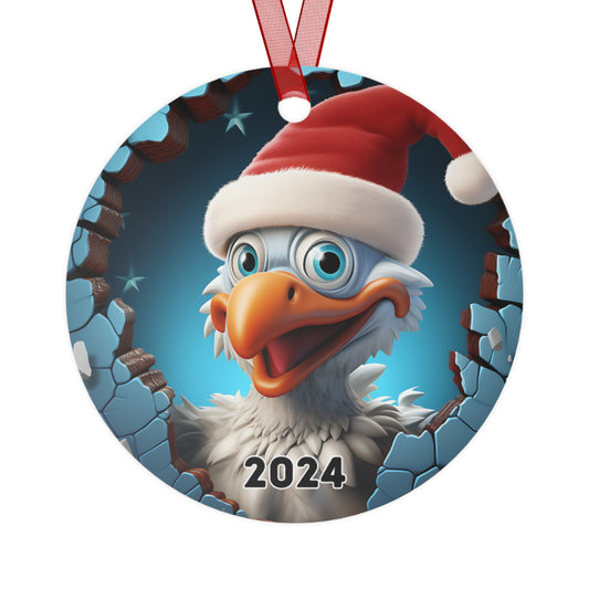 3D Breakthrough Funny Duck Ornament 2024 Christmas Decoration Round Metal Holiday 2024 Gift Idea Farm Animal Exchange Gift White Elephants