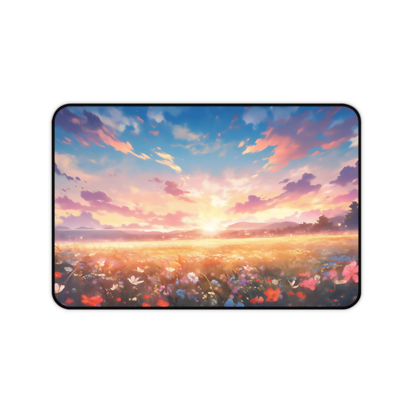 Anime Spring Flowers Desk Mat Manga Sunset Office Desk Accessory Lofi Mouse Pad Japanese XL Desk Pad Large Gaming Mousepad Unique Gift Idea