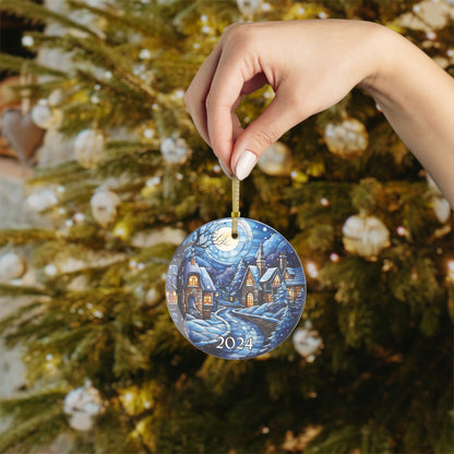 Christmas 2024 Glass Ornament Blue Christmas Decoration Holiday Gift Idea Heirloom Keepsake Gift Exchange Xmas Tree Decor Faux Stained Glass