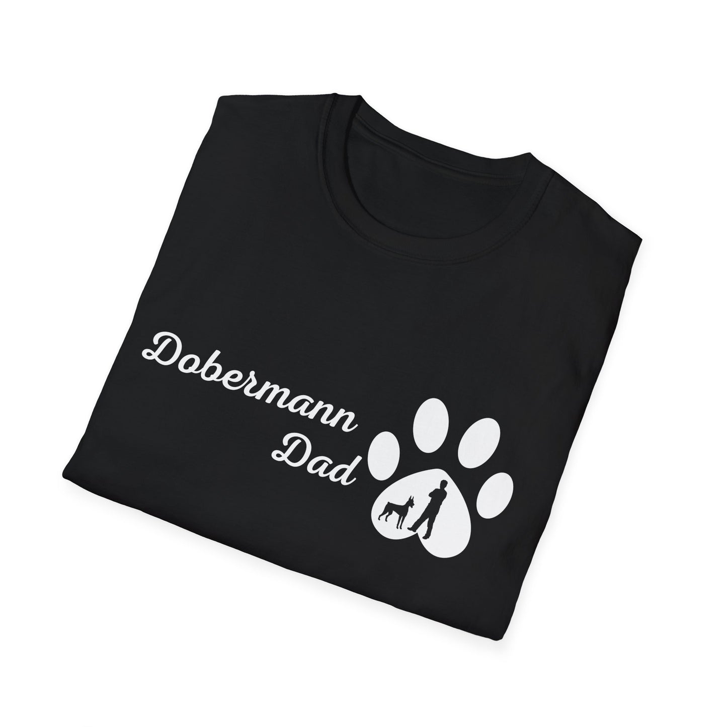 Doggy Dad's T-shirt, "Dobermann Dad", Dog Father's Day Gift, Fur Papa, Unique Men's Apparel Novelty Pet Lover Tee Present