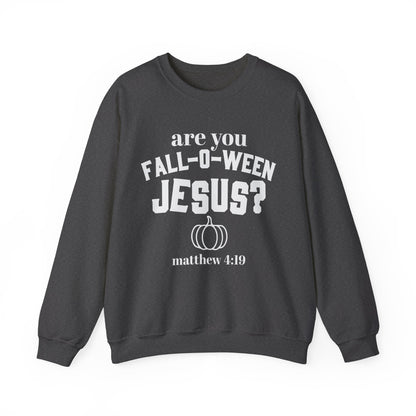 Are You Fall-O-Ween Jesus Sweatshirt Falloween Jesus Halloween Sweater Christian Religious Crewneck Follow Jesus Sweater Matthew Bible 4:19