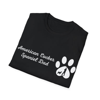 Doggy Dad's T-shirt,"American Cocker Spaniel Dad" Dog Father's Day Gift, Fur Papa, Unique Men's Apparel Novelty Pet Lover Tee