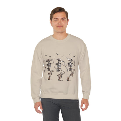 Dancing Skeleton Cowboys Sweatshirt Western Halloween Sweater Line Dancing Skeletons with Boots Cowgirls Pullover Sweater Cowboys Fall Gift