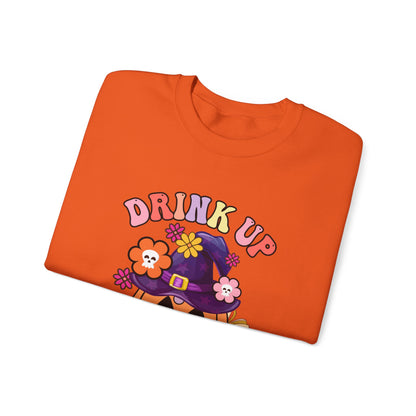 Drink Up Witches Sweatshirt Funny Halloween Retro Halloween Party Sweater Groovy Sweatshirt Witches Halloween Outfit Group Halloween Sweater