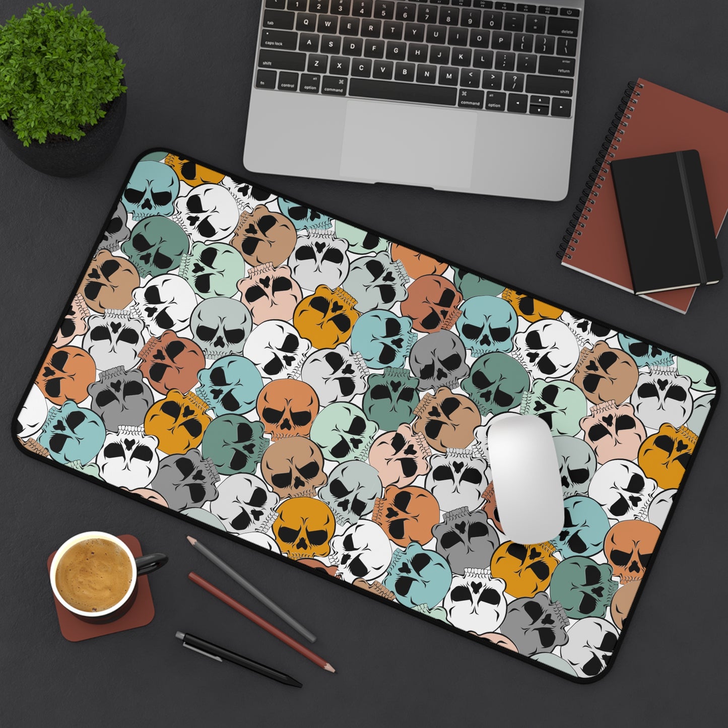 Day of the Dead Desk Mat Skulls Office Desk Accessories Dia de los Muertos Mouse Pad Vintage Retro Desk Pad Gaming Mousepad Unique Gift Idea