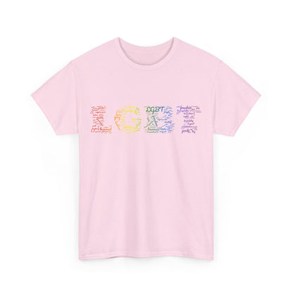 Unisex LGBT Lesbian Gay Pride Word Cloud T-Shirt, LGBT Art Graphic Tee Shirt, Proud LGBT Support Gay Gift, Unique Pride Month t shirt