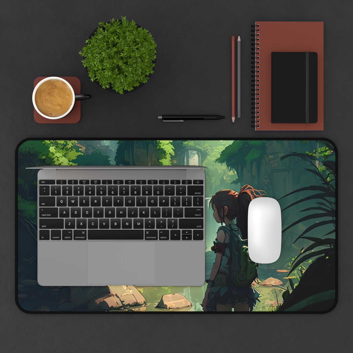 Anime Amazon Rainforest Desk Mat Japanese Office Desk Accessory Manga Waterfall Mouse Pad XL Desk Pad Large Gaming Mousepad Unique Gift Idea