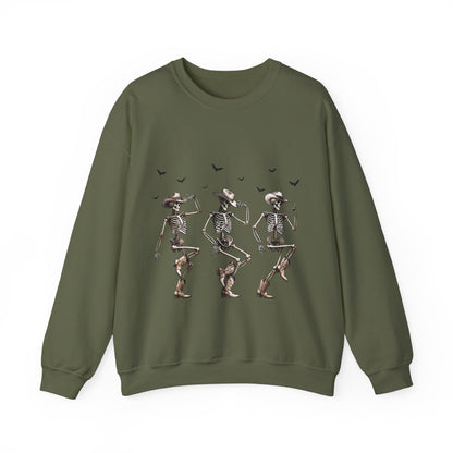 Dancing Skeleton Cowboys Sweatshirt Western Halloween Sweater Line Dancing Skeletons with Boots Cowgirls Pullover Sweater Cowboys Fall Gift