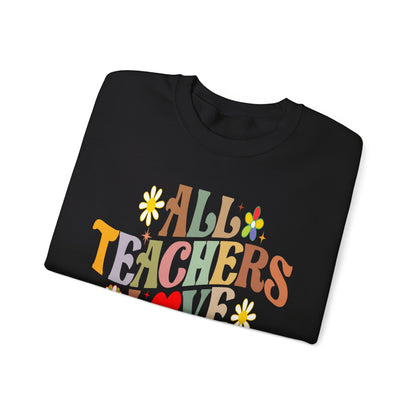 All Teachers Love Brains Halloween Sweatshirt Teacher Halloween Sweater Retro Halloween Sweatshirt Groovy Teacher Fall Season Apparel