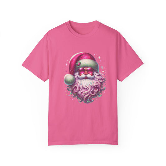 Comfort Colors® Hippie Santa Shirt Retro Christmas Funky Tee Shirt Groovy Pink Santa T-shirt Cheerful Santa Claus Festive Sparkly Design Tee