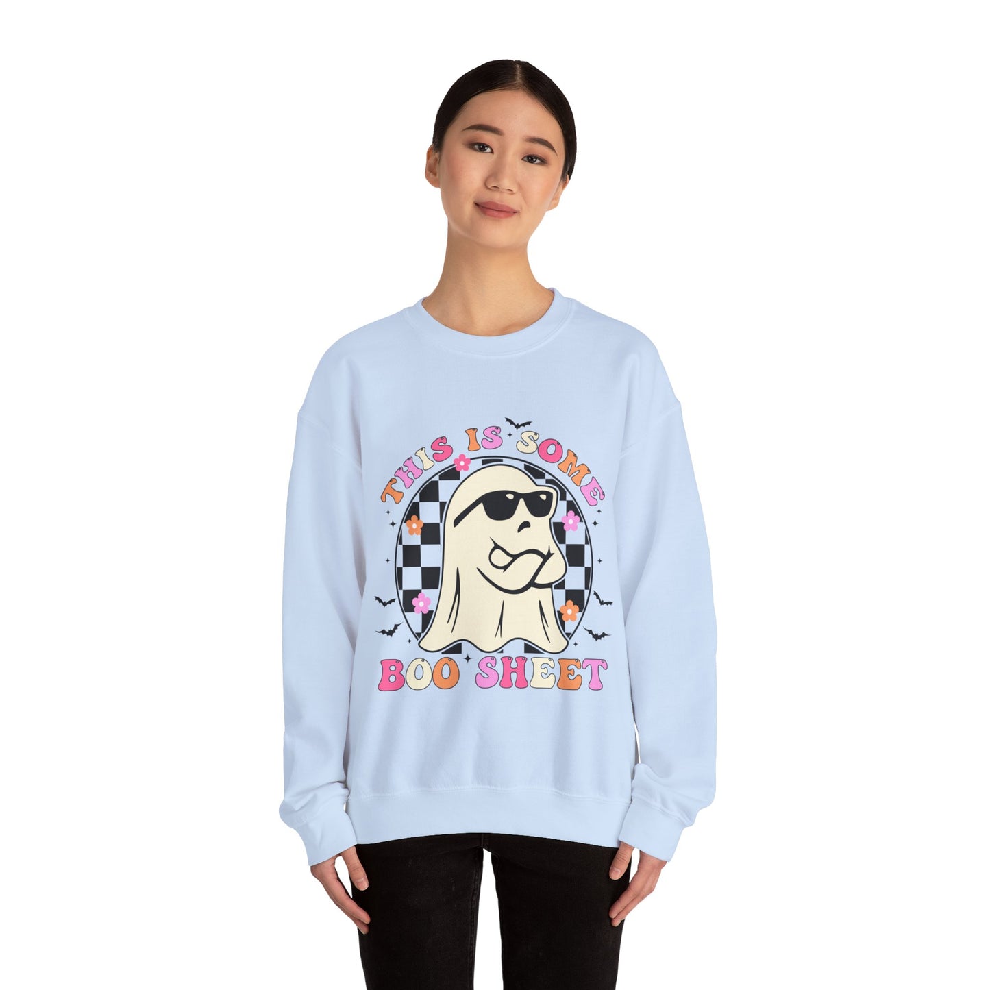 This Is Some Boo Sheet Sweatshirt Retro Groovy Halloween Sweater Funny Sarcastic Boo Sheet Sweat Spooky Season Halloween Sweat Cute Ghost